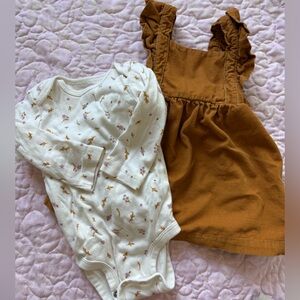 Carter's White Floral Onesie and overall dress